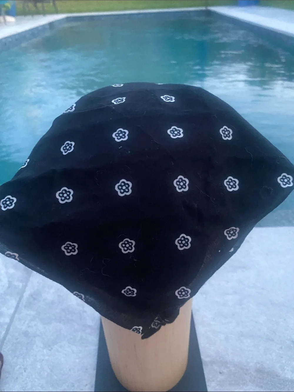 Black Floral Print Bandana Headscarf for Women
